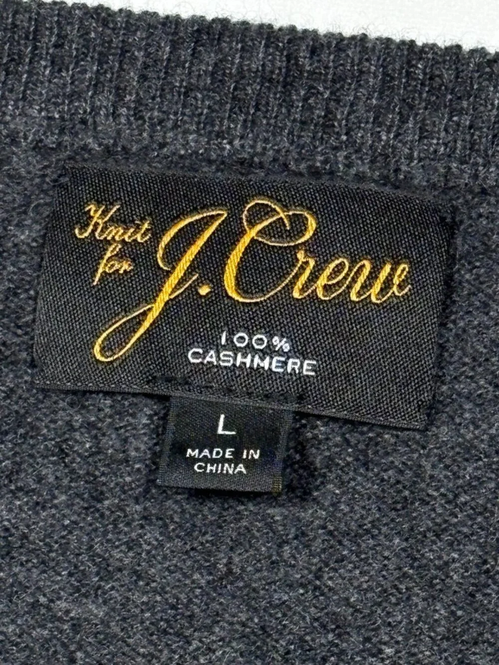J.Crew Mens Large 100% Cashmere V-neck Sweater Charcoal Gray Style BC464 ECU - Picture 5 of 9